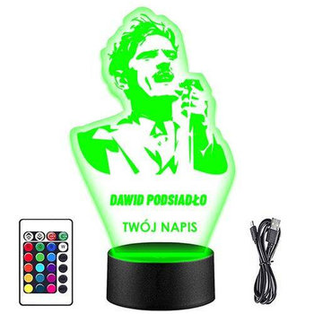 LAMPKA NOCNA LED DAWID PODSIADŁO 3D + PILOT prezent URODZINY statuetka - upominki_pl