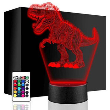 LAMPKA NOCNA LED DINOZAUR T-REX 3D + PILOT prezent URODZINY statuetka - upominki_pl