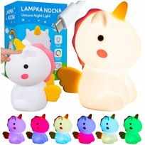 Lampka nocna LED do pokoju dziecka biurkowa JEDNOROŻEC Silikonowa MIĘKKA