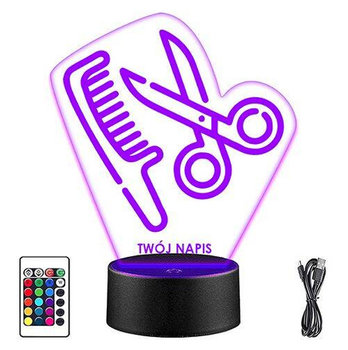 LAMPKA NOCNA LED FRYZJER FRYZJERKA 3D + PILOT prezent URODZINY statuetka - upominki_pl