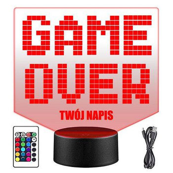 LAMPKA NOCNA LED GAME OVER GRA 3D + PILOT prezent URODZINY statuetka - upominki_pl