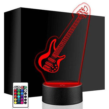 LAMPKA NOCNA LED GITARA ELEKTRYCZNA 3D + PILOT prezent URODZINY statuetka - upominki_pl