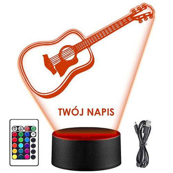 LAMPKA NOCNA LED GITARA INSTRUMENT 3D + PILOT prezent URODZINY statuetka - upominki_pl