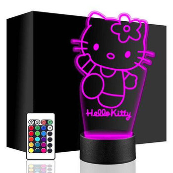 LAMPKA NOCNA LED HELLO KITTY KOTEK 3D + PILOT prezent URODZINY statuetka - upominki_pl