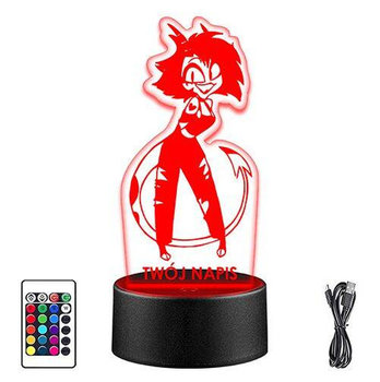 LAMPKA NOCNA LED HELLUVA BOSS 3D + PILOT prezent URODZINY statuetka - upominki_pl