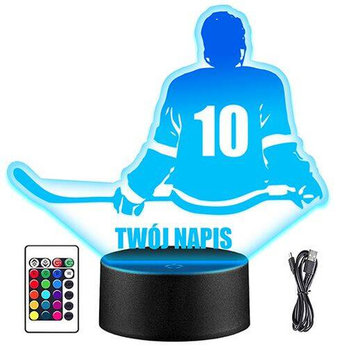 LAMPKA NOCNA LED HOKEJ HOKEISTA KASK 3D + PILOT prezent URODZINY statuetka - upominki_pl