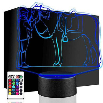 LAMPKA NOCNA LED JEŹDZIECTWO KOŃ 3D + PILOT prezent URODZINY statuetka - upominki_pl