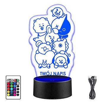 LAMPKA NOCNA LED K POP BTS ZESPÓŁ 3D + PILOT prezent URODZINY statuetka - upominki_pl