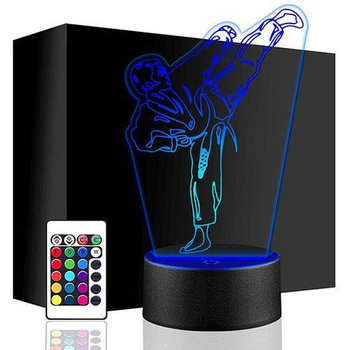 LAMPKA NOCNA LED KARATEKA KARATE WALKI 3D +PILOT prezent URODZINY statuetka - upominki_pl