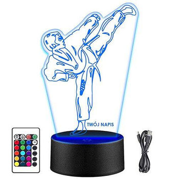 LAMPKA NOCNA LED KARATEKA KARATE WALKI 3D PILOT prezent URODZINY statuetka - upominki_pl