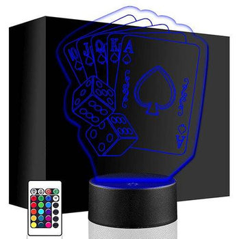 LAMPKA NOCNA LED KARTY DO GRY 3D + PILOT prezent URODZINY statuetka - upominki_pl