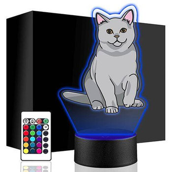 LAMPKA NOCNA LED KOT BRYTYJSKI KOTEK 3D + PILOT prezent URODZINY statuetka - upominki_pl