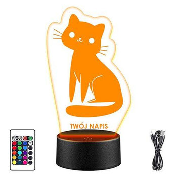 LAMPKA NOCNA LED KOT KOTEK ZWIERZĄTKO 3D + PILOT prezent URODZINY statuetka - upominki_pl