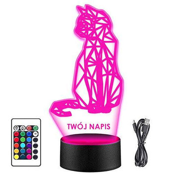 LAMPKA NOCNA LED KOT KOTEK ZWIERZĄTKO 3D + PILOT prezent URODZINY statuetka - upominki_pl