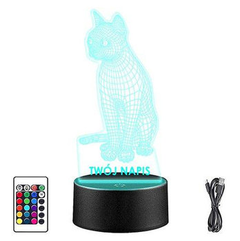 LAMPKA NOCNA LED KOT KOTEK ZWIERZĄTKO 3D + PILOT prezent URODZINY statuetka - upominki_pl