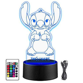 LAMPKA NOCNA LED LILO I STICH 3D + PILOT prezent URODZINY statuetka - upominki_pl