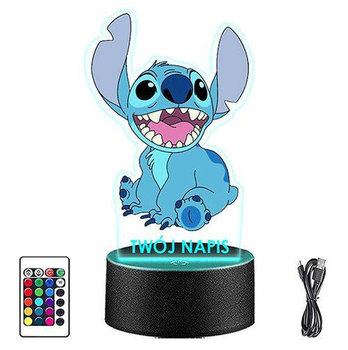 LAMPKA NOCNA LED LILO I STICH STITCH 3D + PILOT prezent URODZINY statuetka - upominki_pl