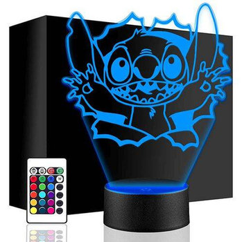 LAMPKA NOCNA LED LILO I STICH STITCH 3D + PILOT prezent URODZINY statuetka - upominki_pl