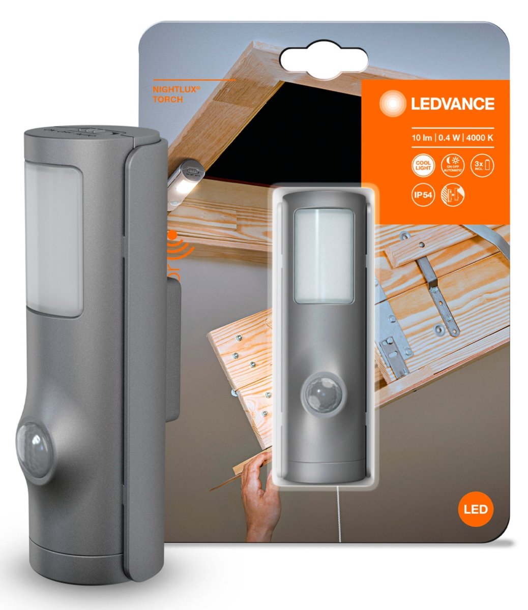 Zdjęcia - Żyrandol / lampa LEDVANCE Lampka nocna LED Nightlux Torch Srebrna 0,35W 10lm 4000K IP54  Czu 