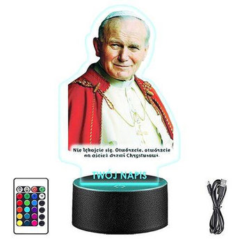 LAMPKA NOCNA LED PAPIEŻ JAN PAWEŁ II 3D + PILOT prezent URODZINY statuetka - upominki_pl