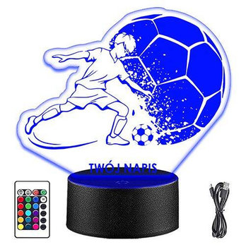 LAMPKA NOCNA LED PIŁKA NOŻNA PIŁKARZ 3D +PILOT prezent URODZINY statuetka - upominki_pl