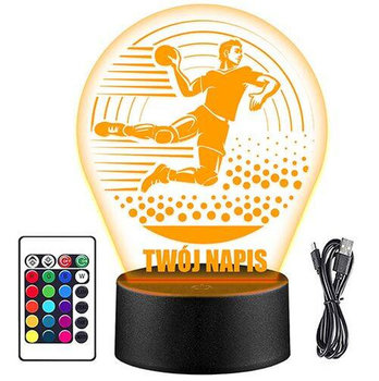 LAMPKA NOCNA LED PIŁKA RĘCZNA 3D + PILOT prezent URODZINY statuetka - upominki_pl