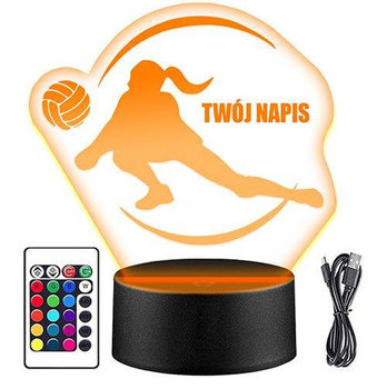 LAMPKA NOCNA LED PIŁKA SIATKÓWKA 3D + PILOT prezent URODZINY statuetka - upominki_pl