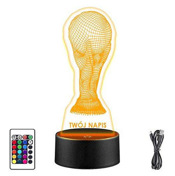 LAMPKA NOCNA LED PUCHAR ŚWIATA 3D + PILOT prezent URODZINY statuetka - upominki_pl