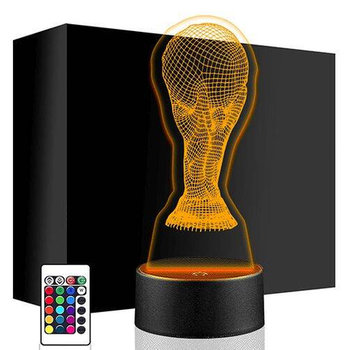 LAMPKA NOCNA LED PUCHAR ŚWIATA 3D + PILOT prezent URODZINY statuetka - upominki_pl