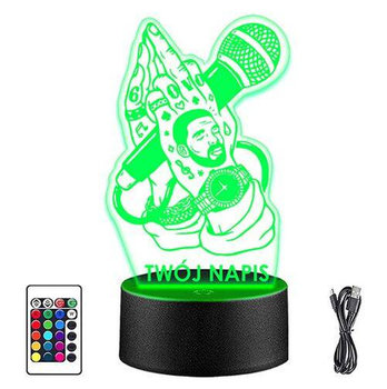 LAMPKA NOCNA LED RAPER MIKROFON 3D + PILOT prezent URODZINY statuetka - upominki_pl