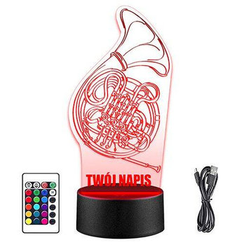 LAMPKA NOCNA LED RÓG INSTRUMENT DĘTY 3D + PILOT prezent URODZINY statuetka - upominki_pl