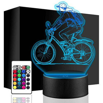LAMPKA NOCNA LED ROWERZYSTA ROWER 3D + PILOT prezent URODZINY statuetka - upominki_pl