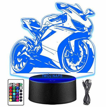 LAMPKA NOCNA LED ŚCIGACZ MOTOR 3D + PILOT prezent URODZINY statuetka - upominki_pl