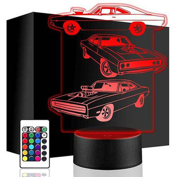 LAMPKA NOCNA LED SZYBCY I WŚCIEKLI 3D + PILOT prezent URODZINY statuetka - upominki_pl