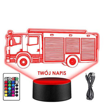 LAMPKA NOCNA LED WÓZ STRAŻACKI 3D + PILOT prezent URODZINY statuetka - upominki_pl
