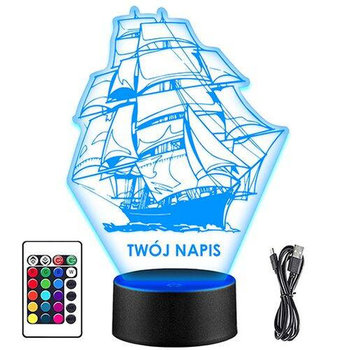 LAMPKA NOCNA LED ŻAGLOWIEC STATEK 3D + PILOT prezent URODZINY statuetka - upominki_pl
