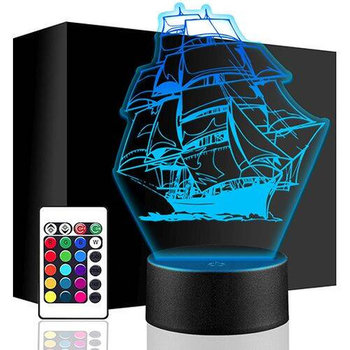 LAMPKA NOCNA LED Żegluga STATEK + PILOT prezent URODZINY statuetka - upominki_pl