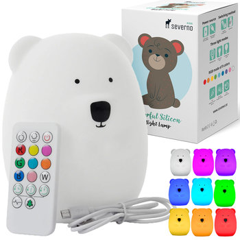 Lampka nocna silikonowa Miś LED USB + pilot - SEVERNO kids