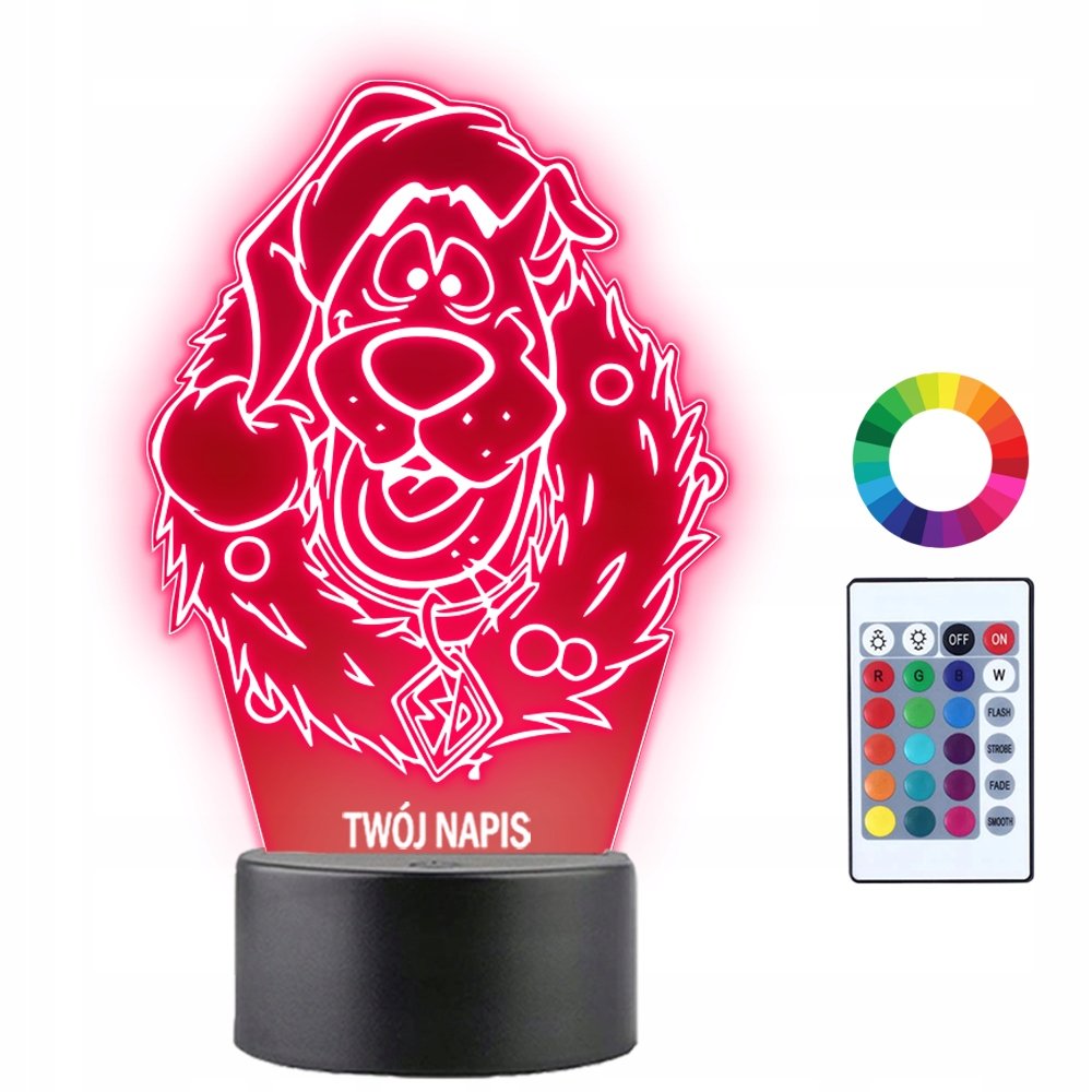 Zdjęcia - Żyrandol / lampa Lampka Nocna Świąteczna Scooby Doo Święta Twój Napis Imię Prezent 3D LED