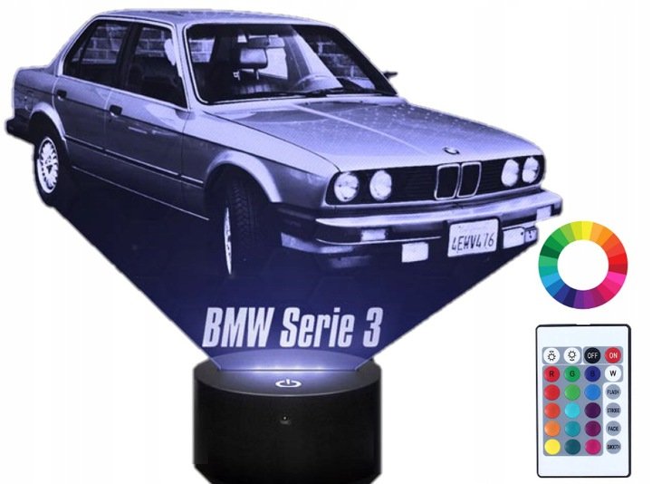 Фото - Настільна лампа BMW Lampka Nocna z Imieniem Auto  E30 3D Led Grawer 
