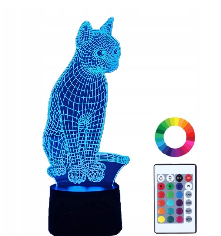 Zdjęcia - Lampa stołowa Lampka Nocna z Imieniem Grawer 3D LED Kot Kotek