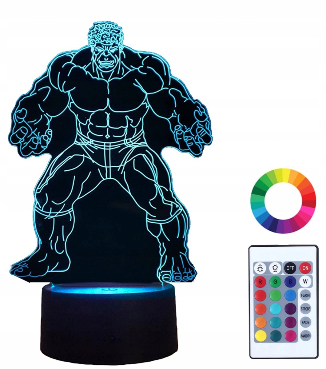 Фото - Настільна лампа MARVEL Lampka Nocna Z Imieniem Hulk  3D Led Grawer 