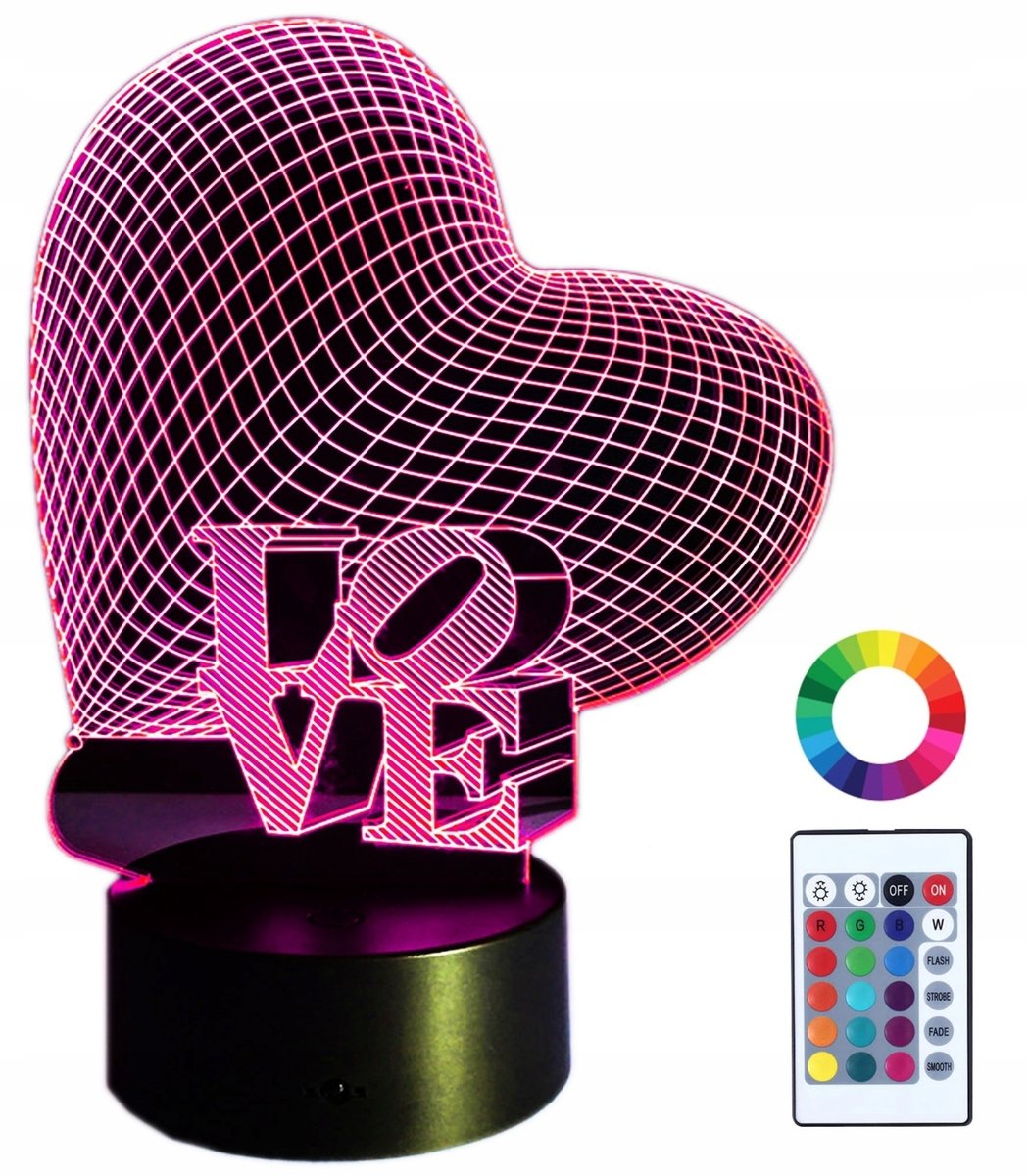Zdjęcia - Lampa stołowa Lampka Nocna Z Imieniem Serce 3D Led Imię Grawer