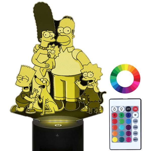 Фото - Настільна лампа Lampka Nocna Z Imieniem Simpsonowie 3D Led Grawer