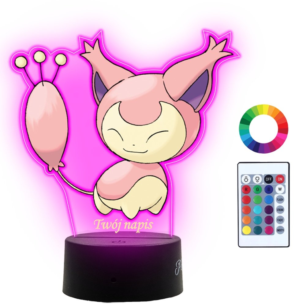 Zdjęcia - Żyrandol / lampa Lampka Nocna z Nadrukiem 3D LED Skitty Pokemon Anime Prezent Twój Napis