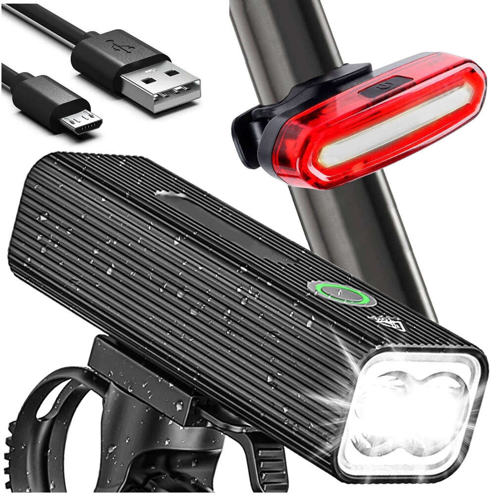 Фото - Настільна лампа Alogy Lampka rowerowa przód + tył LED przednia tylna światło roweru oświetlenie 