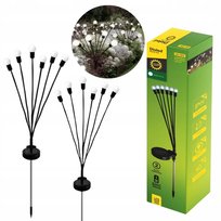 Lampka solarna wbijana ogrodowa 6 kulka LED zimna DO OGRODU NA TARAS 2 szt