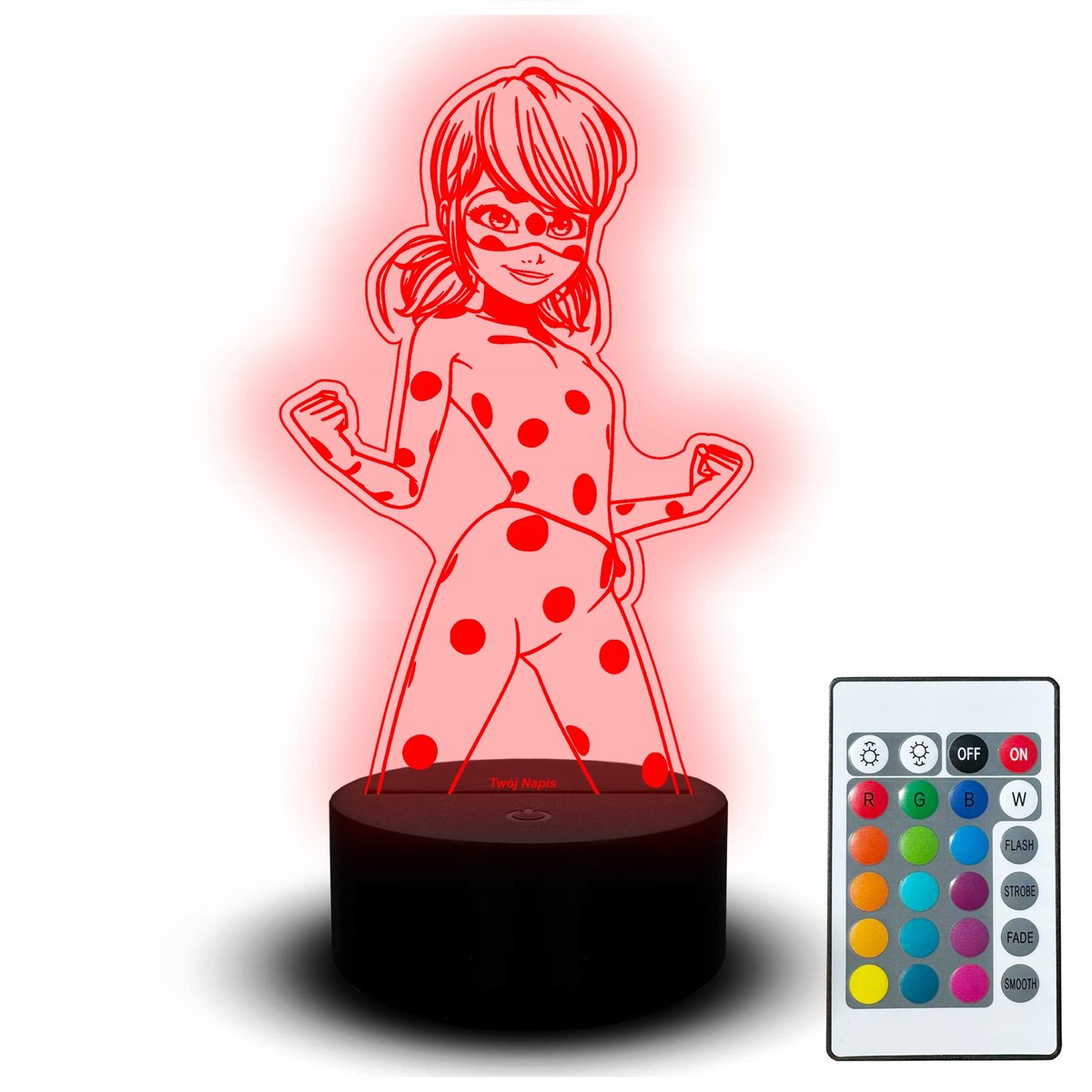 Lampka Statuetka Nocna Led Bajka Dla Dziecka Miraculum Biedronka Czarny