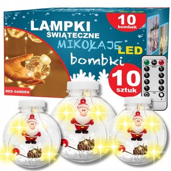Lampki Bombki Świąteczne Led Kule Z Mikołajem Na Usb Choinkowe 10 Sztuk - Inny producent