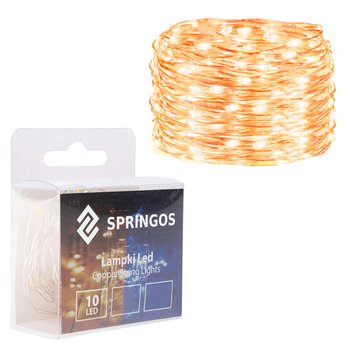 Lampki choinkowe 10 LED druciki mikro na baterie białe ciepłe - Springos
